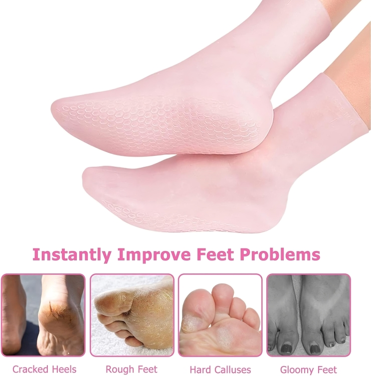 Moisturizing Foot Socks Silicone Non-Slip Reusable Set of Three
