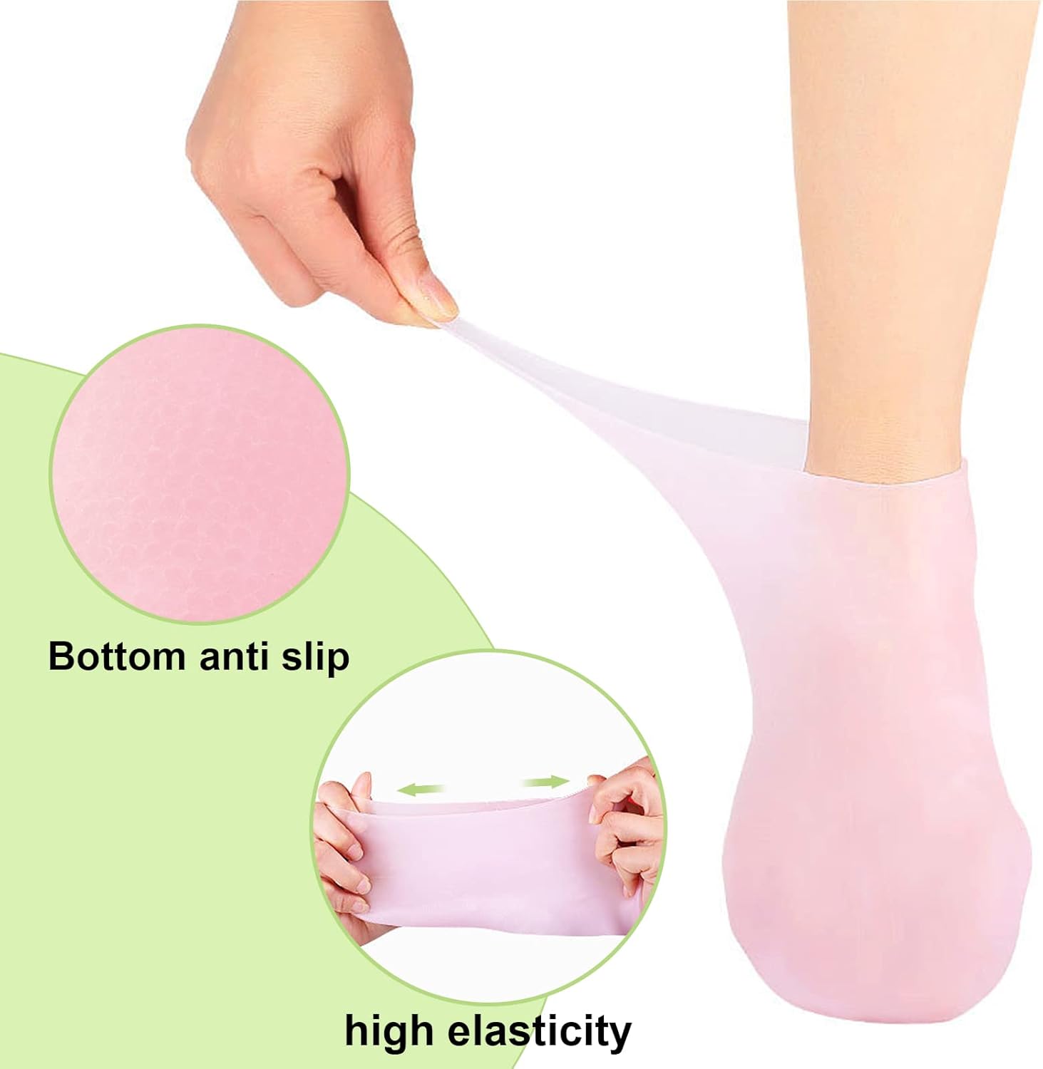 Moisturizing Foot Socks Silicone Non-Slip Reusable Set of Three