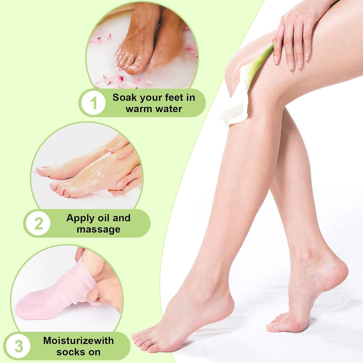 Moisturizing Foot Socks Silicone Non-Slip Reusable Set of Three