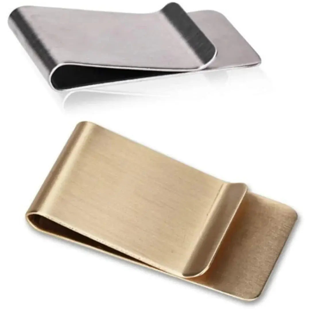 Money Clip Slim Brushed Stainless Steel Secure Spring Tension