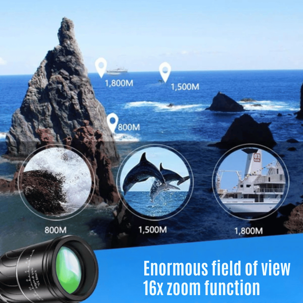 Monocular 16x Magnification BAK4 Prism Waterproof & Fog-Proof