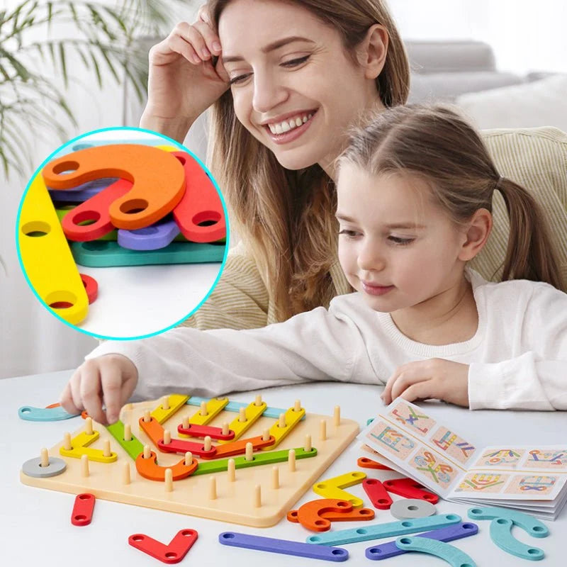 Montessori Pegboard Wood & ABS Pieces Template Cards