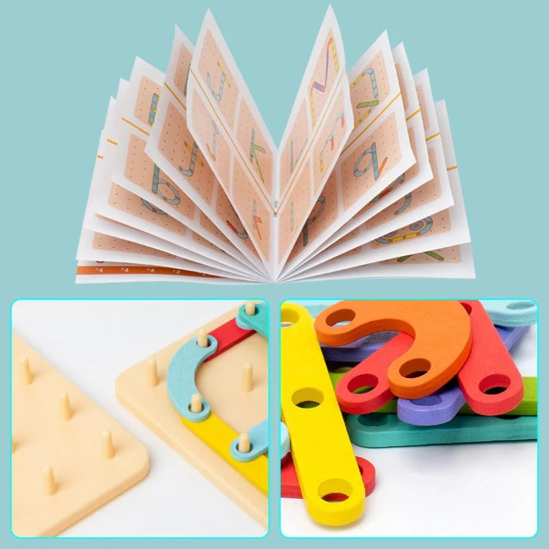 Montessori Pegboard Wood & ABS Pieces Template Cards