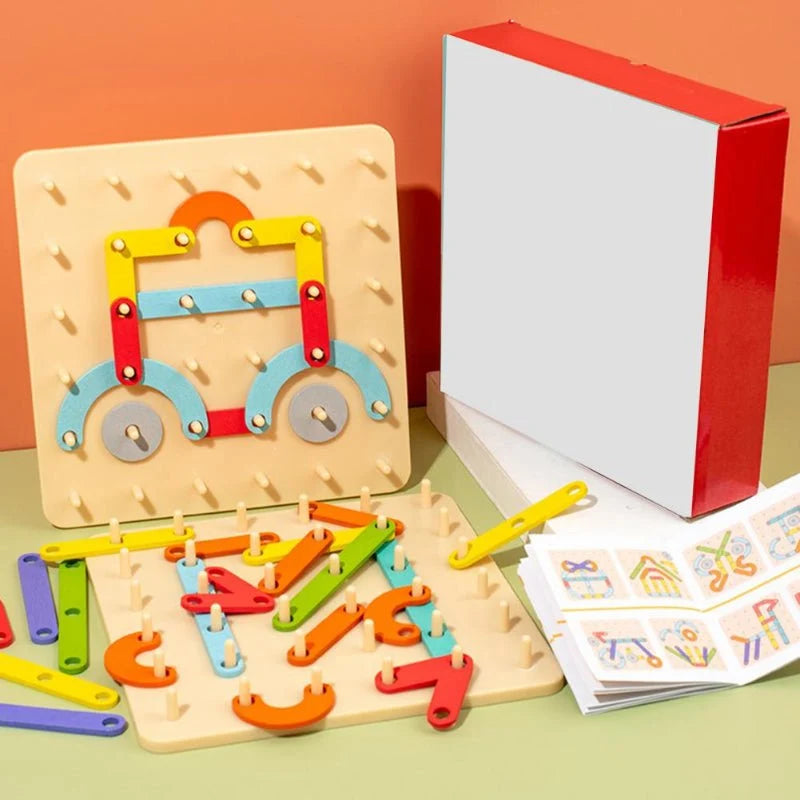 Montessori Pegboard Wood & ABS Pieces Template Cards