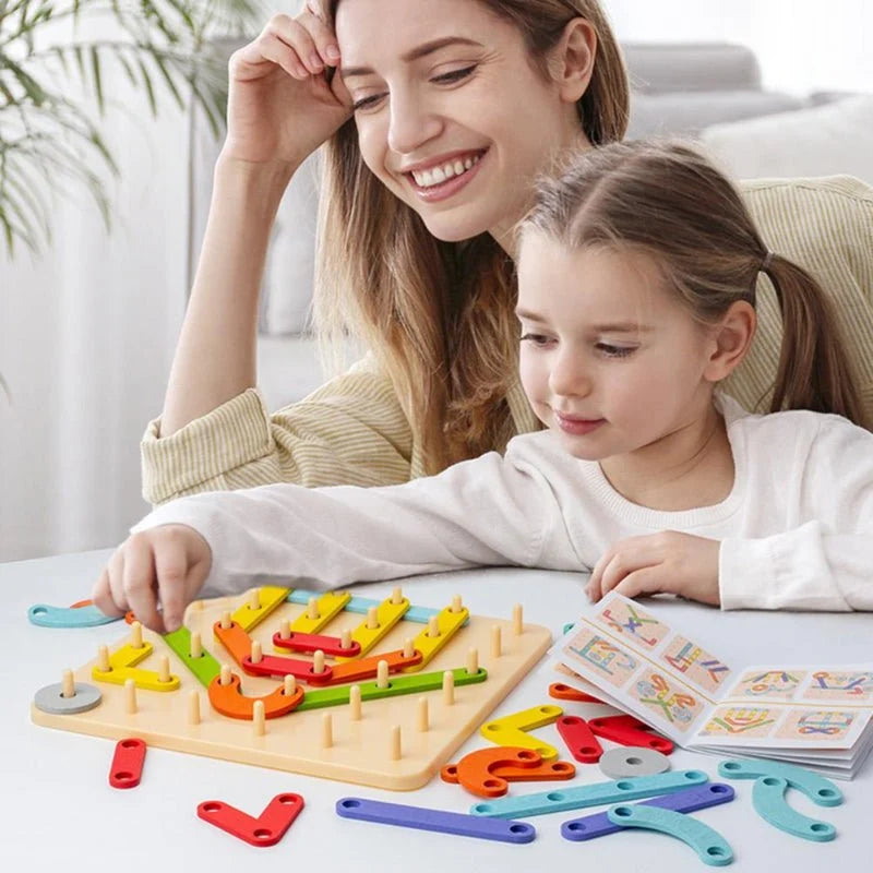 Montessori Pegboard Wood & ABS Pieces Template Cards