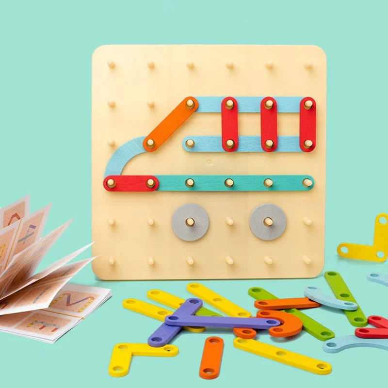 Montessori Pegboard Wood & ABS Pieces Template Cards