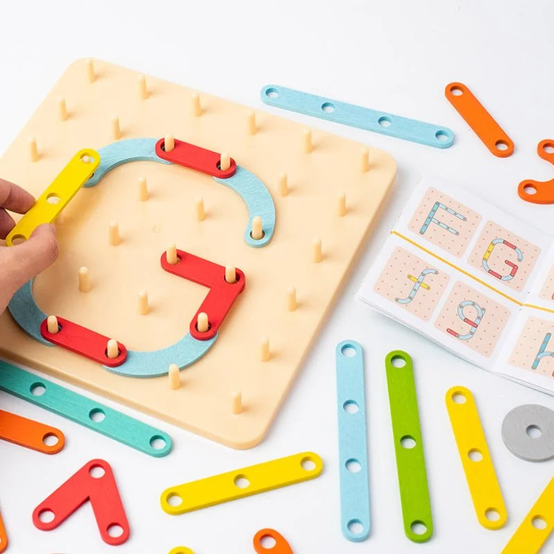 Montessori Pegboard Wood & ABS Pieces Template Cards