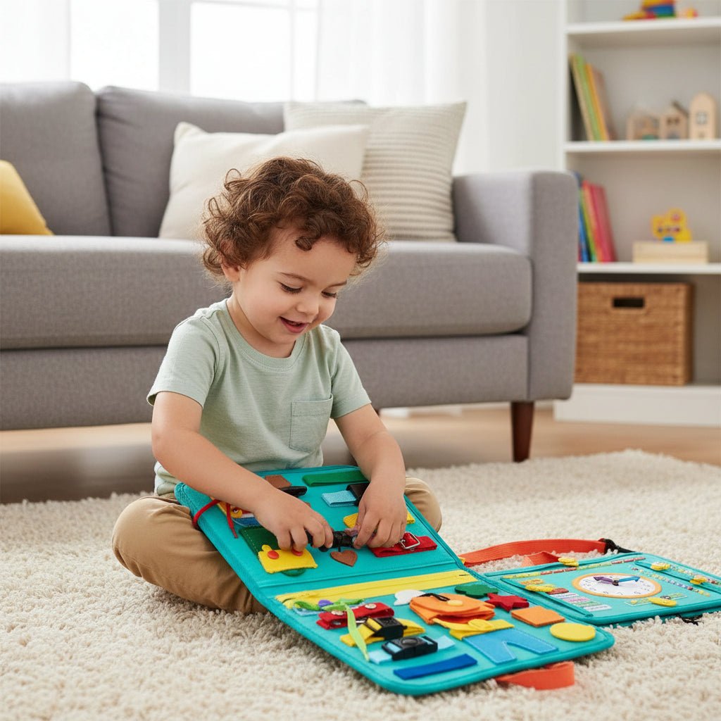 Montessori Sensory Board 15 Activities Wool Travel-Size