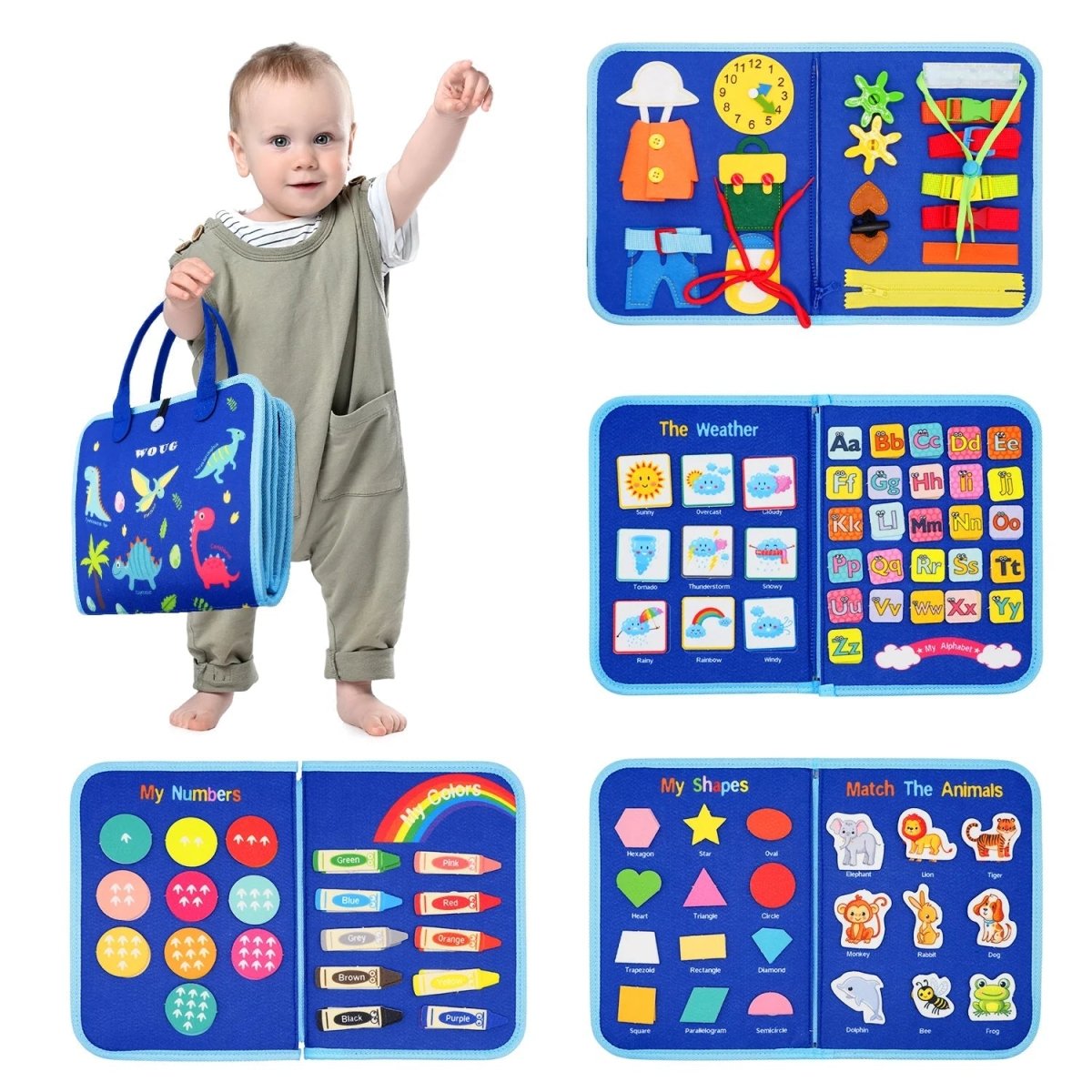 Montessori Sensory Board 15 Activities Wool Travel-Size
