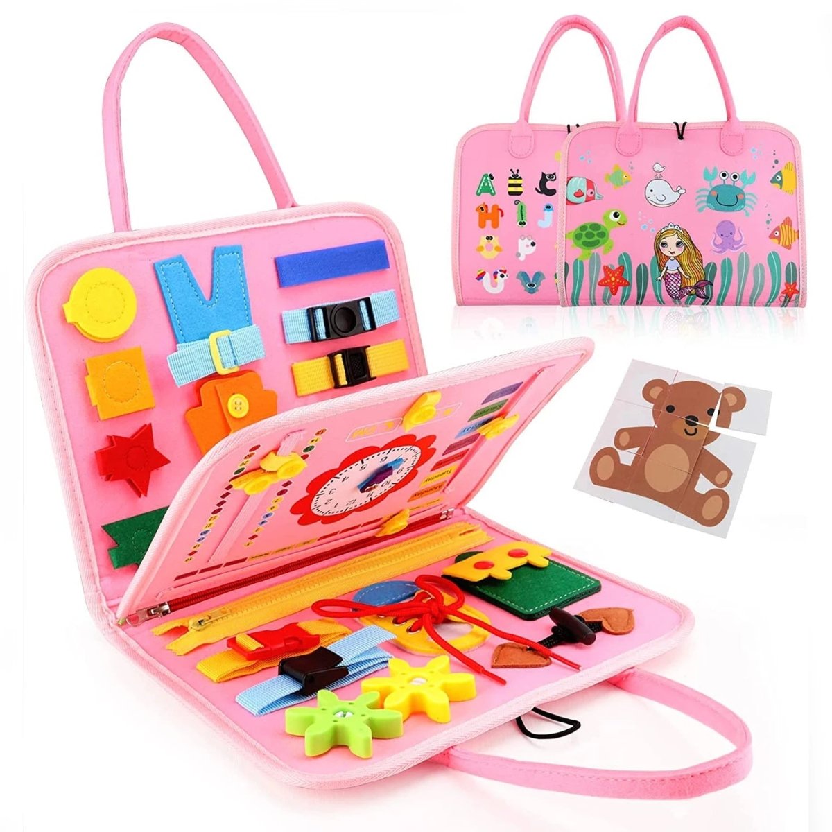 Montessori Sensory Board 15 Activities Wool Travel-Size