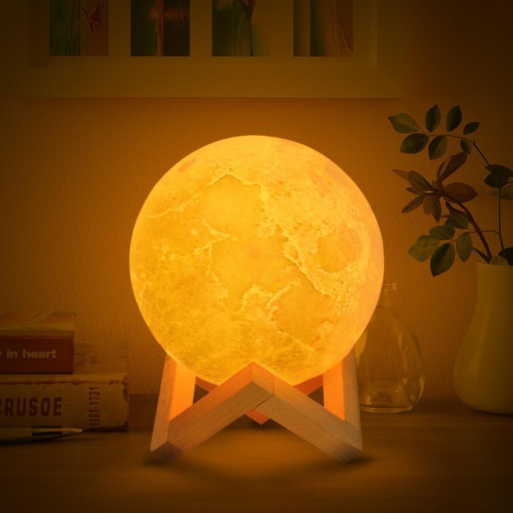 Moon Lamp 3D Crater Touch Dimmer USB Rechargeable