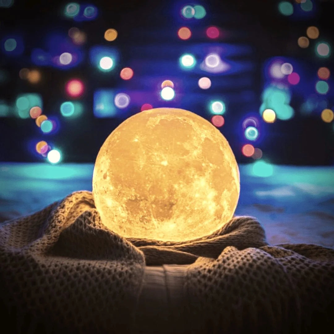 Moon Lamp Touch Control Rechargeable Wooden Stand