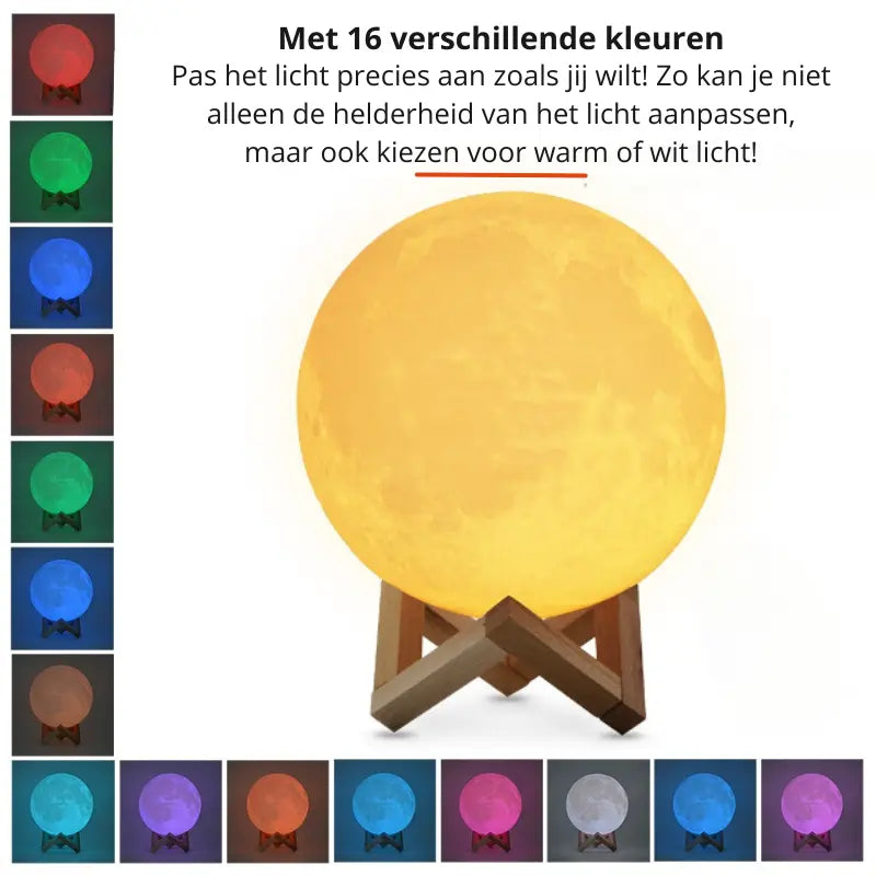 Moon Lamp Touch Dimmable 16 Colors Wooden Stand