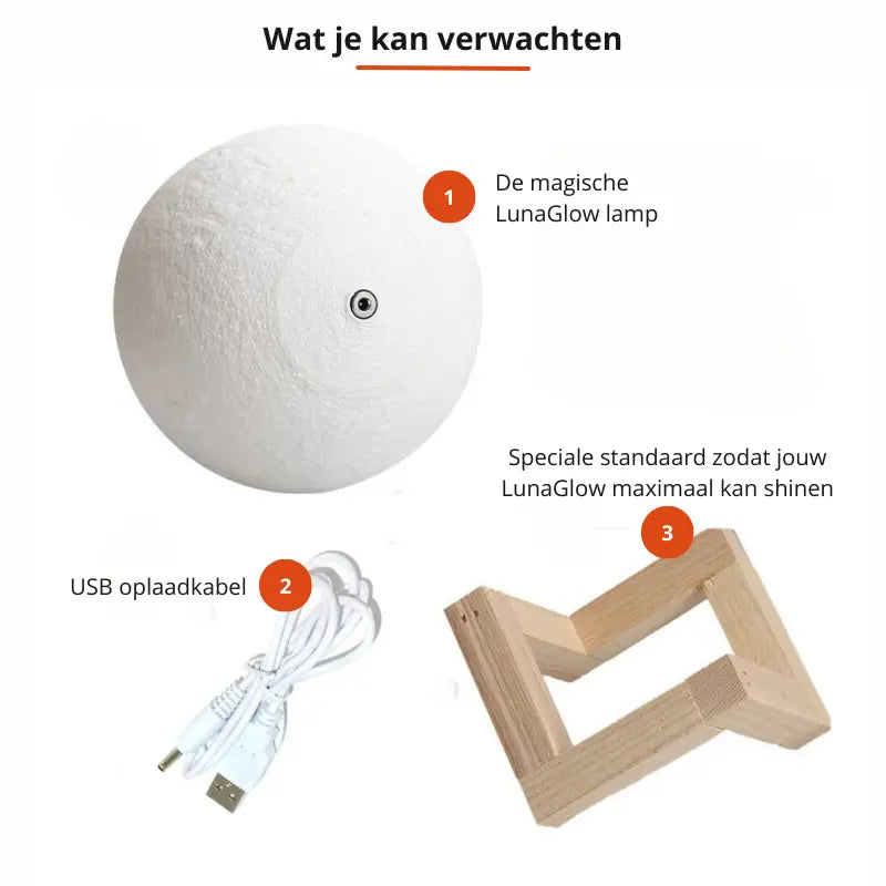 Moon Lamp Touch Dimmable 16 Colors Wooden Stand