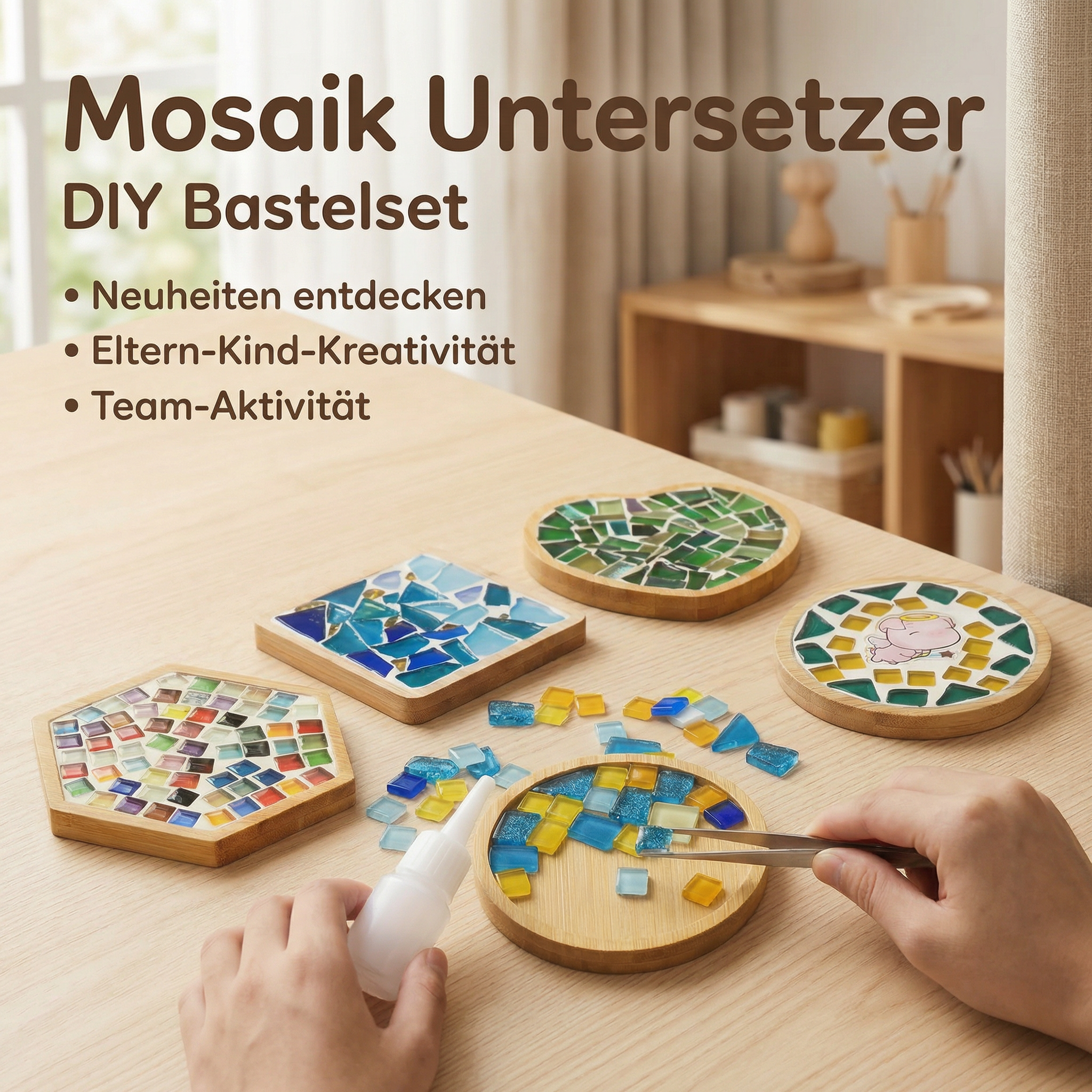 Mosaic Coaster Kit Tiles & Bases 12 Designs