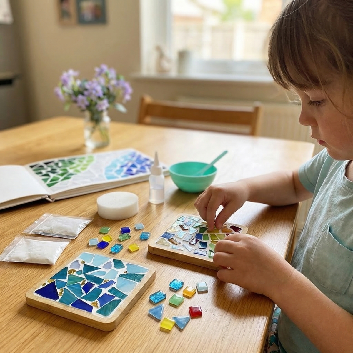 Mosaic Coaster Kit Tiles & Bases 12 Designs