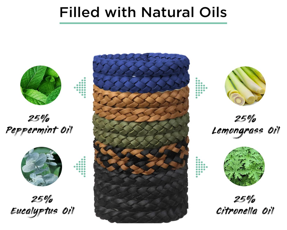 Mosquito Repellent Bracelet Citronella Silicone Waterproof 300-Hour Protection