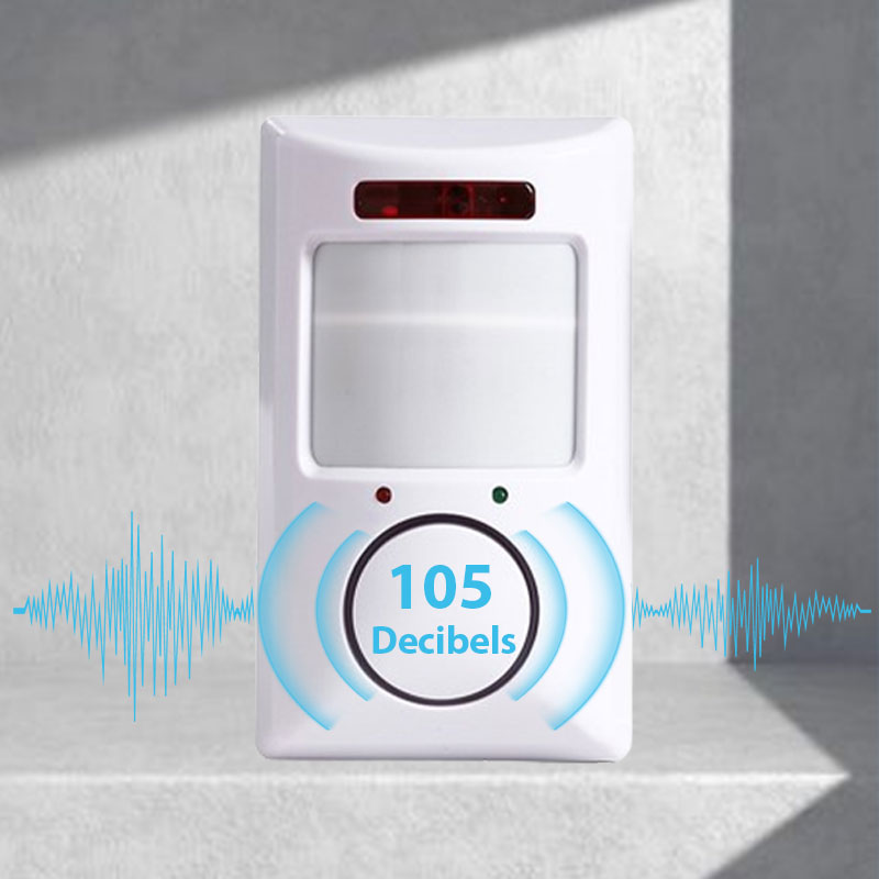 Motion Sensor Alarm 105 dB PIR Sensor Battery-Powered