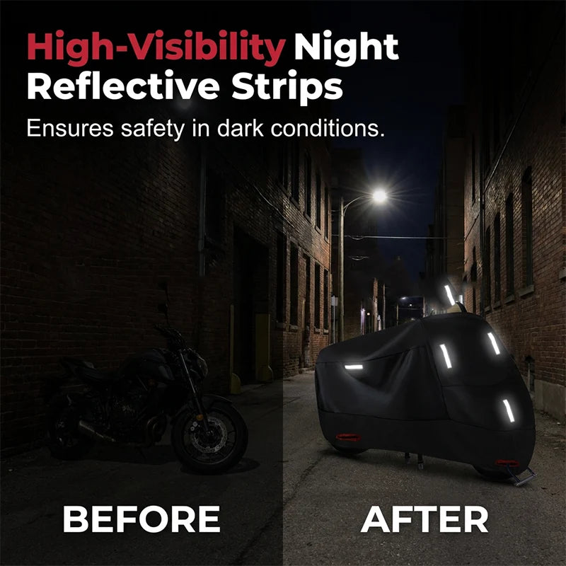 Motorcycle Cover Oxford Fabric Reflective Strips & Lock Openings