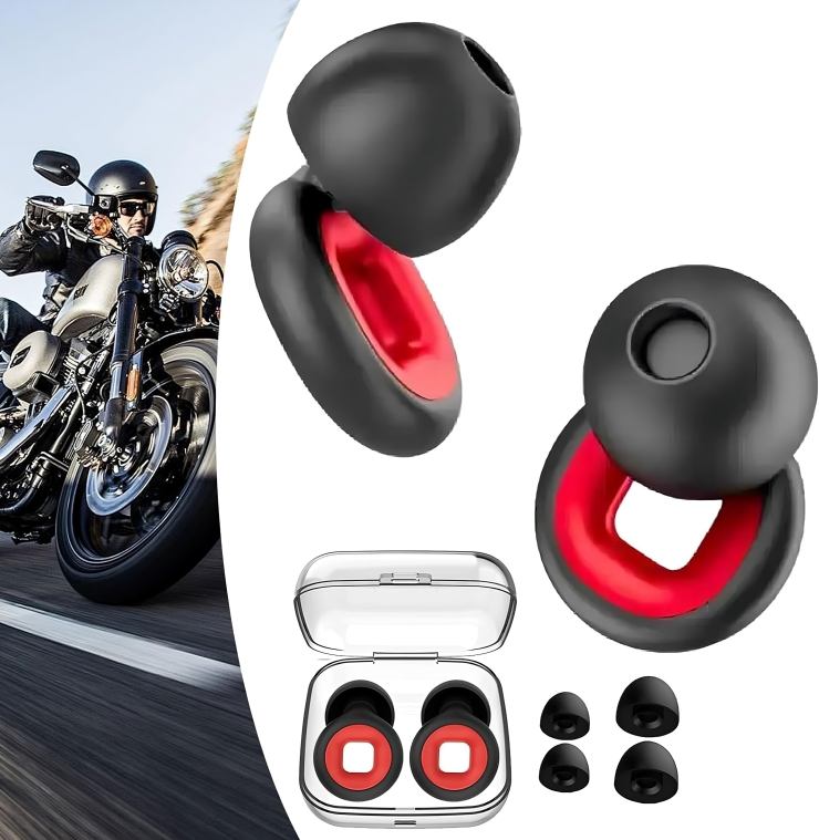 Motorcycle Earplugs Silicone Wind-Noise Reduction Comfortable Fit