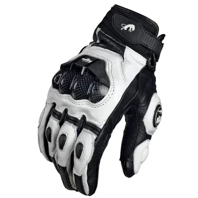 Motorcycle Gloves Leather Carbon Fiber Knuckles Touchscreen
