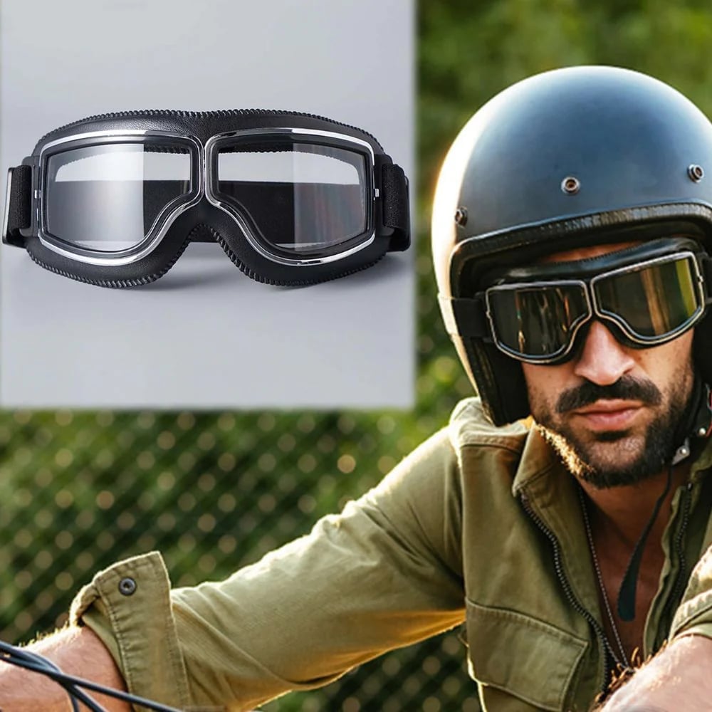 Motorcycle Goggles Impact-Resistant Polycarbonate Lenses UV Protection Adjustable Fit