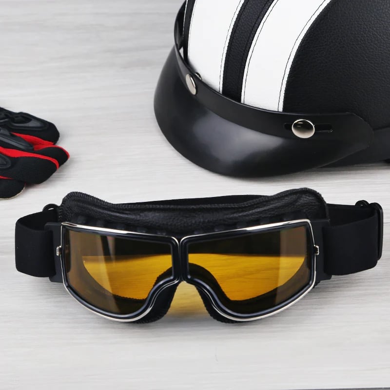 Motorcycle Goggles Impact-Resistant Polycarbonate Lenses UV Protection Adjustable Fit