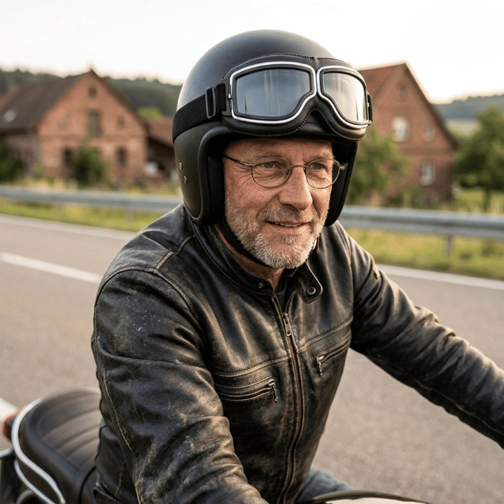 Motorcycle Goggles Vintage Style Fits Over Glasses Scratch-Resistant Lenses