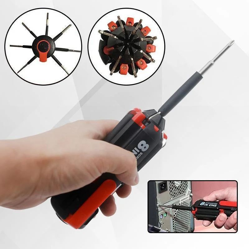Multi-Bit Screwdriver Quick-Change Bits & LED Light