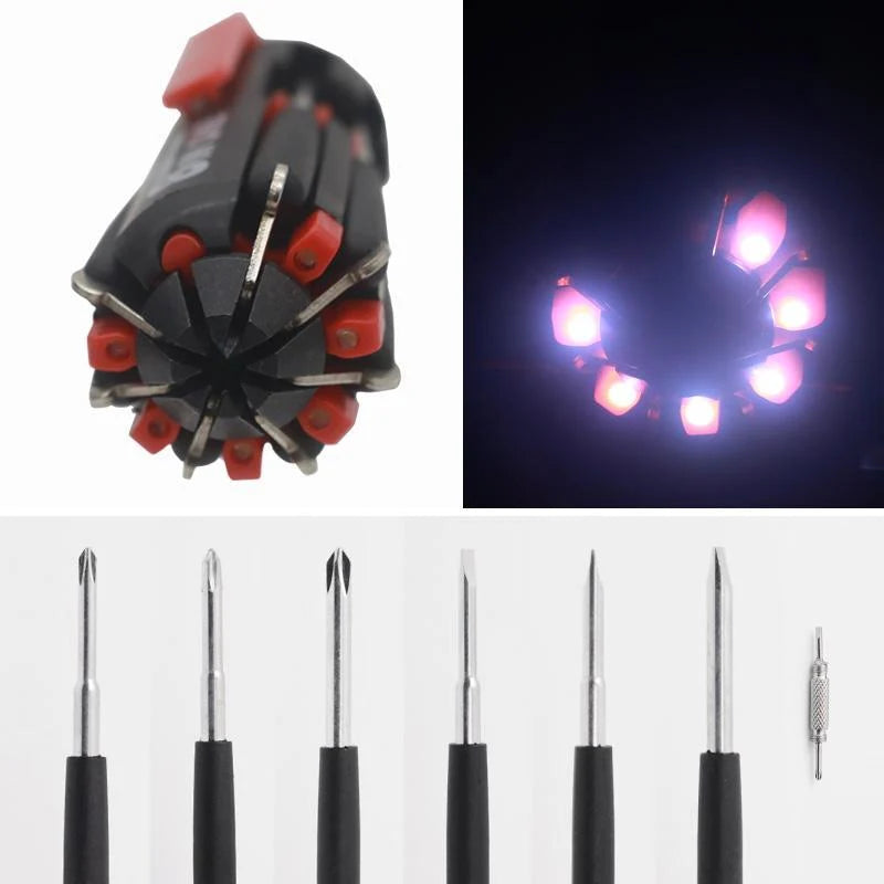 Multi-Bit Screwdriver Quick-Change Bits & LED Light