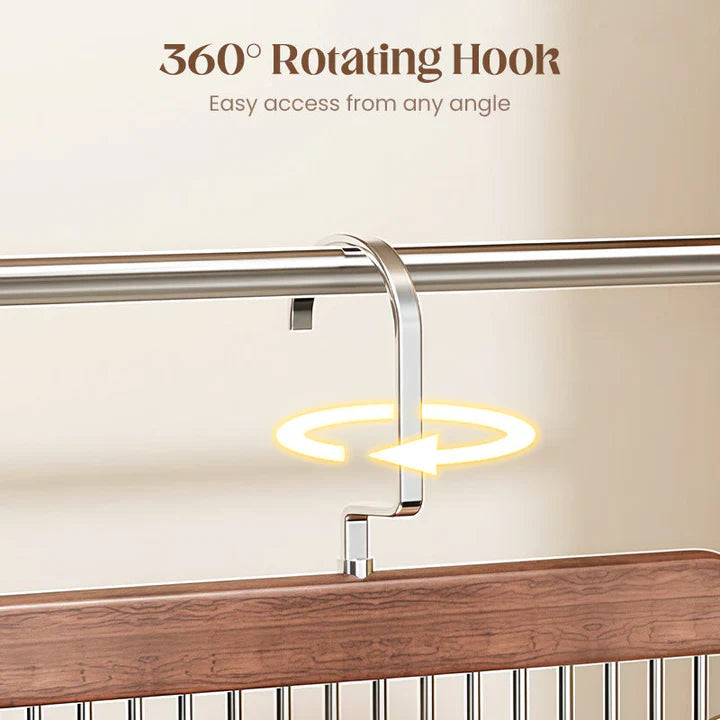 Multi-Clip Hanger Solid Wood Rotating Hook Soft Protective Caps