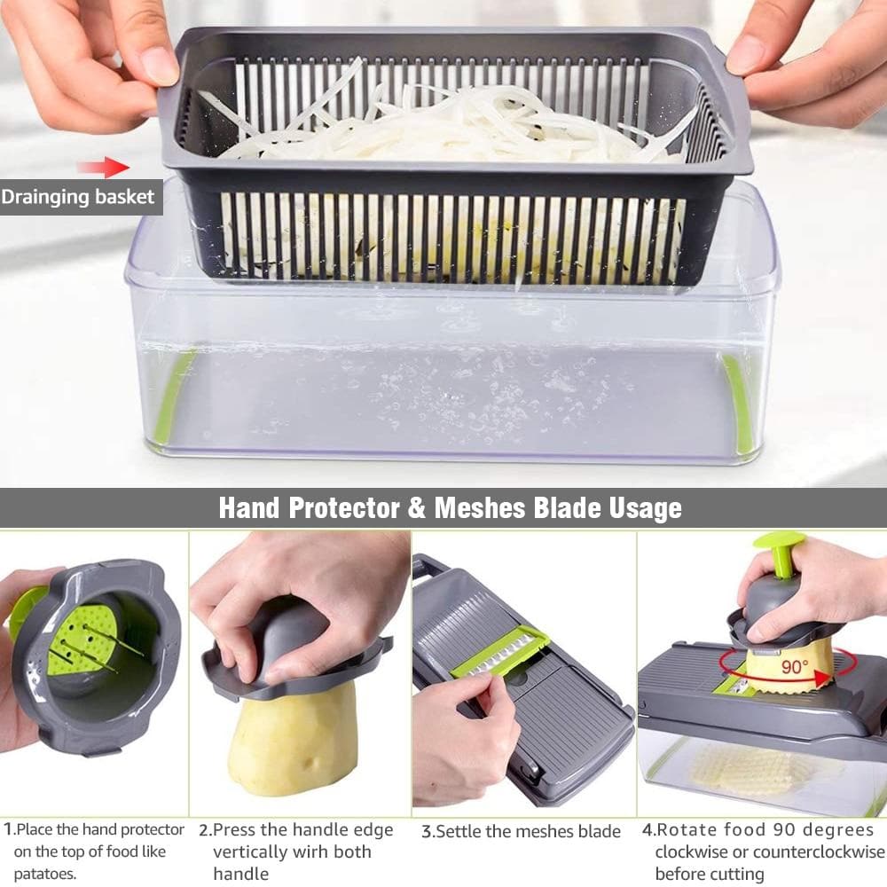 Multi Cutter Seven Stainless Steel Blades Non-Slip Base