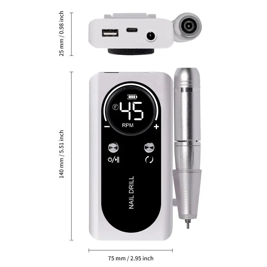 Nagelfeilen-Set, Wiederaufladbar, Variable Geschwindigkeit, Bits & Etui