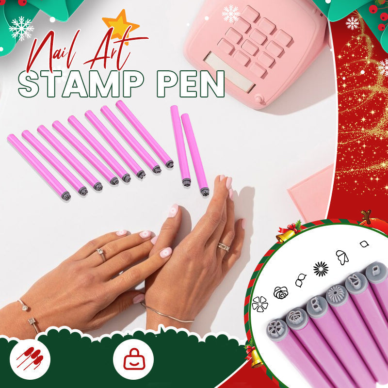 Nail Art Stamp Pen Interchangeable Patterns & One-Press