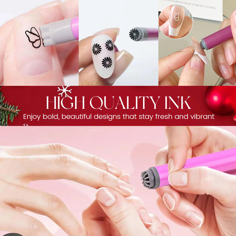 Nail Art Stamp Pen Interchangeable Patterns & One-Press