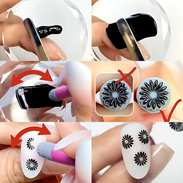 Nail Art Stamp Pen Interchangeable Patterns & One-Press