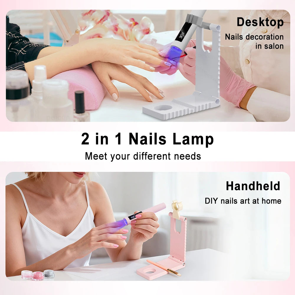 Nail Curing Pen USB Rechargeable 360° Foldable Stand