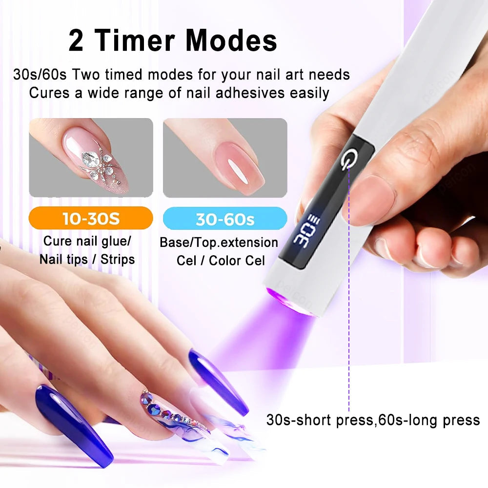 Nail Curing Pen USB Rechargeable 360° Foldable Stand