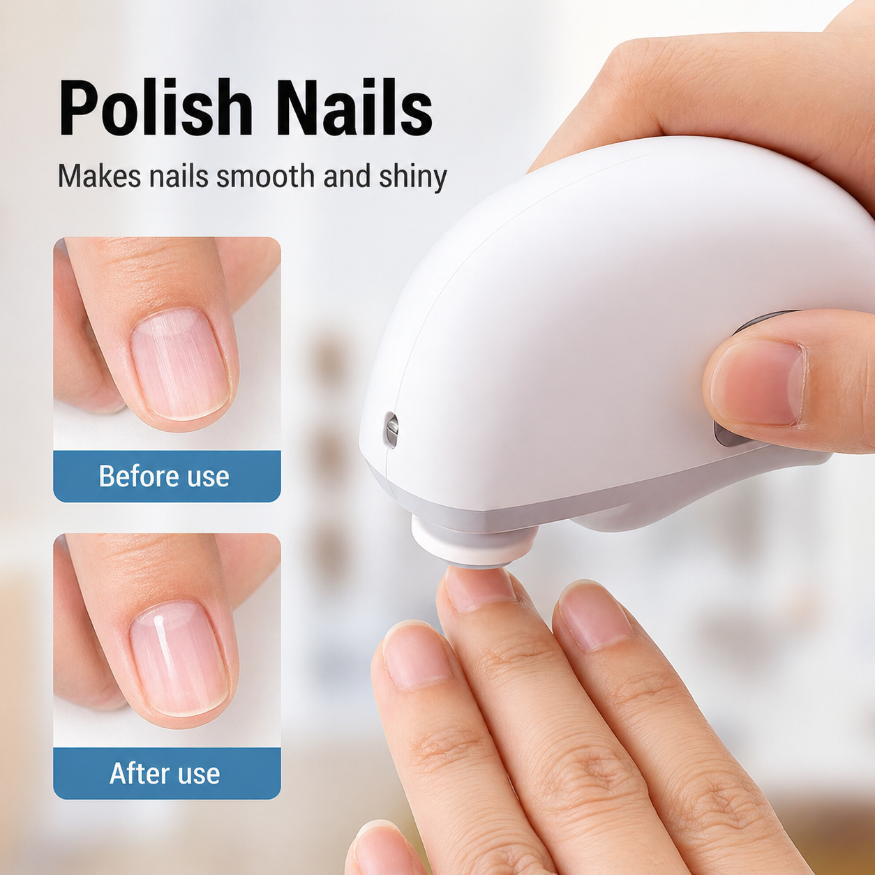 Nail Trimmer 3-In-1 Trim File Polish USB Rechargeable