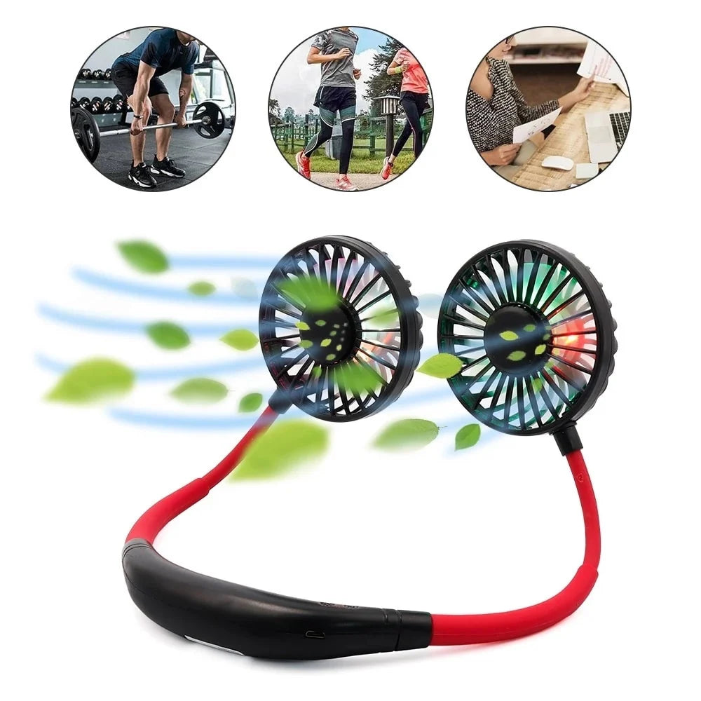 Neck Fan Hands-Free Dual Adjustable Heads USB Rechargeable