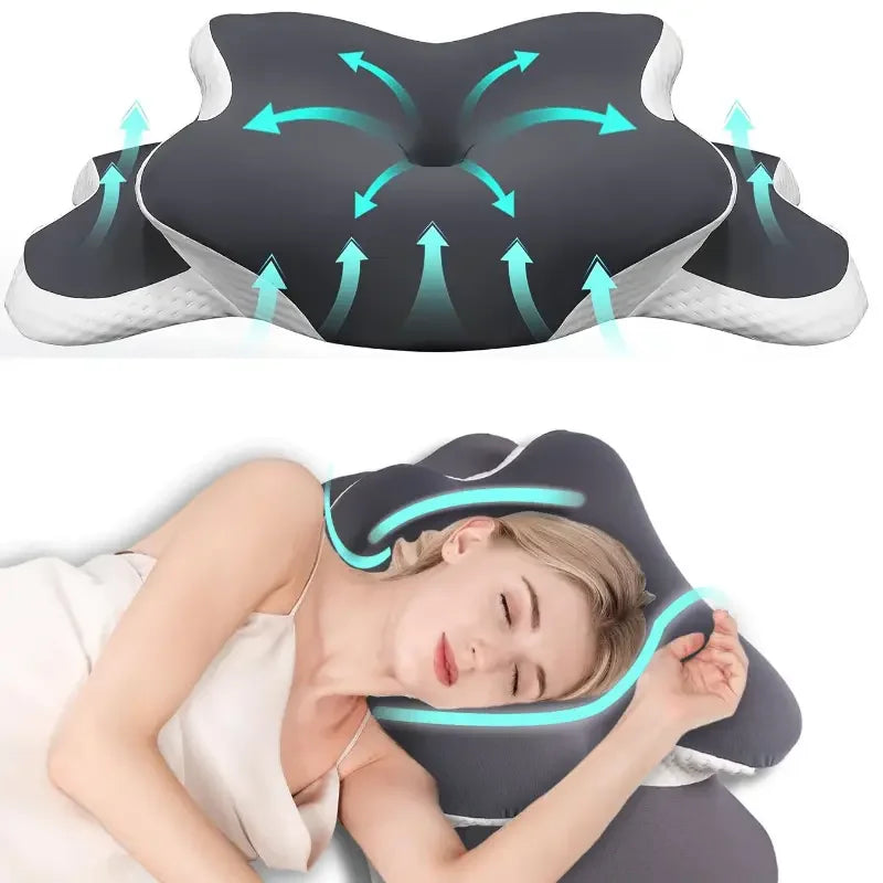 Neck Pillow Memory Foam Butterfly Shape Adjustable Double Height
