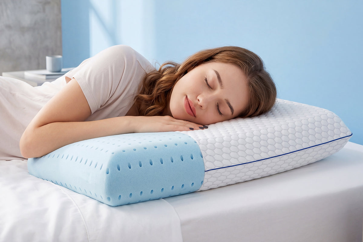 Neck Pillow Memory Foam Cooling Gel Removable Washable Cover
