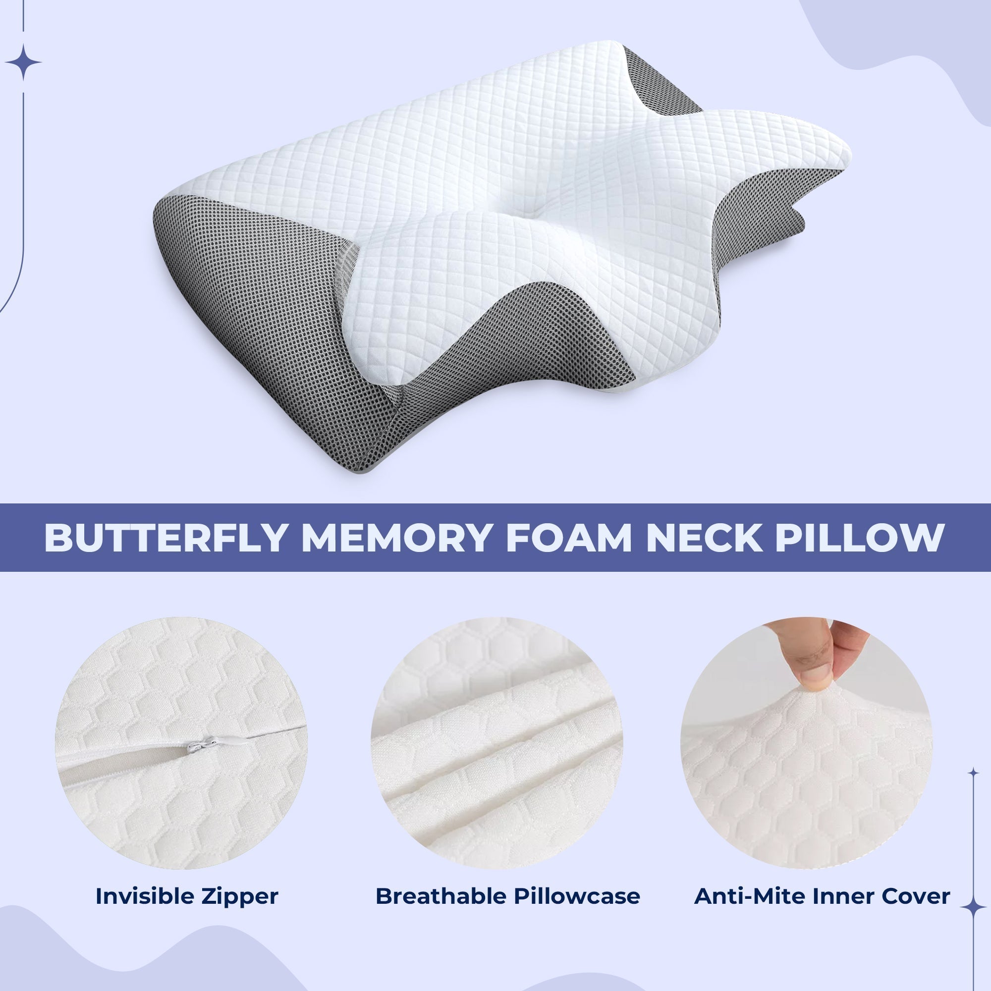 Neck Pillowcase Tailored Butterfly Fit Breathable & Skin-Friendly