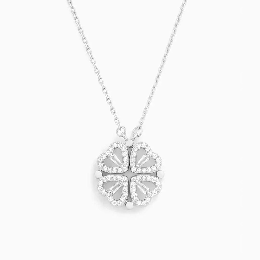Necklace Convertible Heart Pendant Sparkling Finish