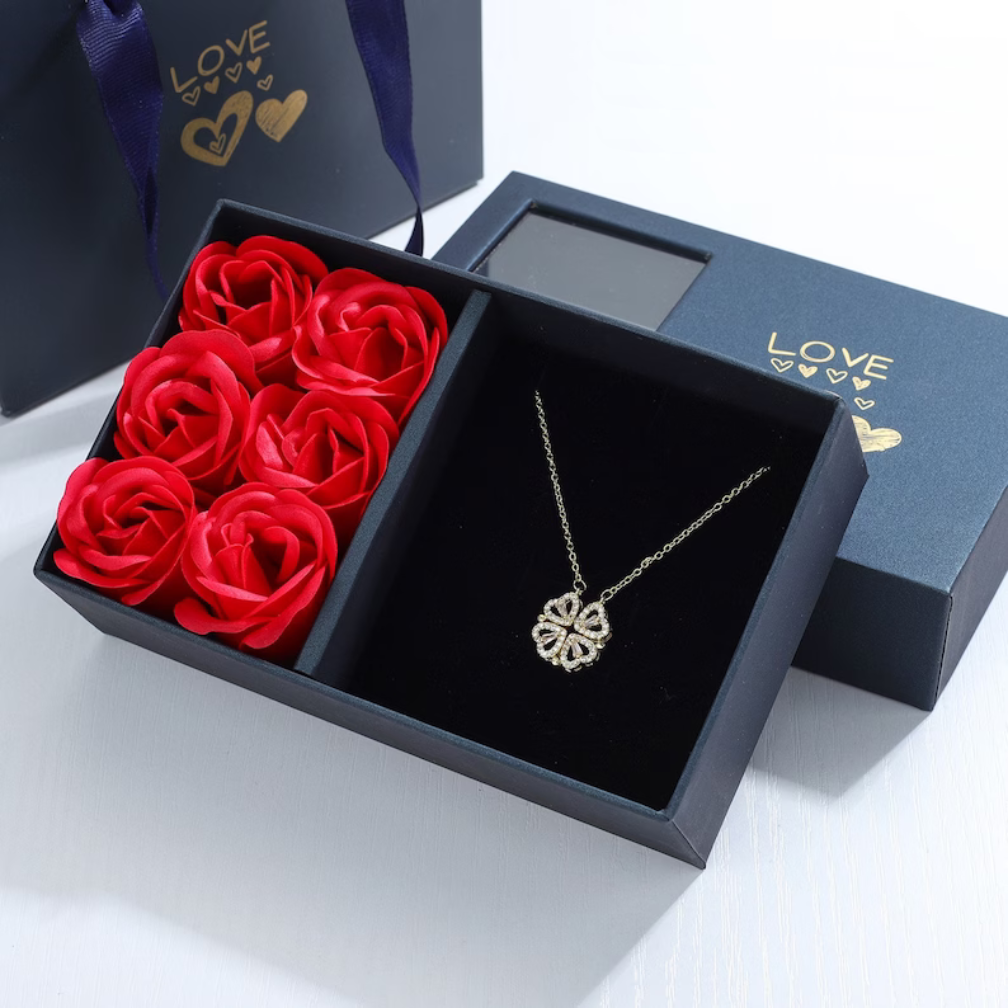 Necklace Convertible Heart Pendant Sparkling Finish