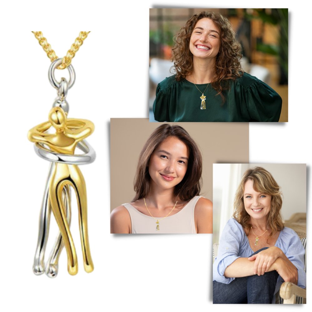 Necklace Embrace Pendant Silver Gold Rose Keepsake