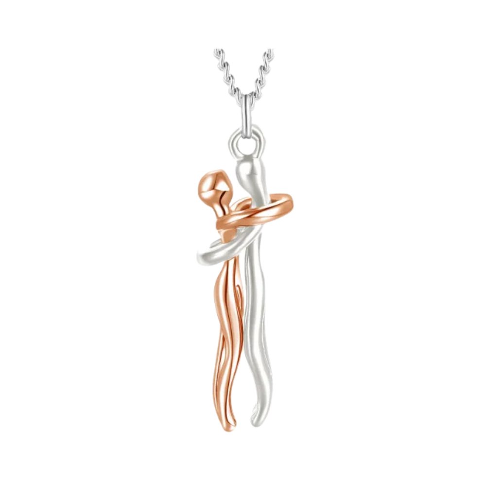 Necklace Embrace Pendant Silver Gold Rose Keepsake