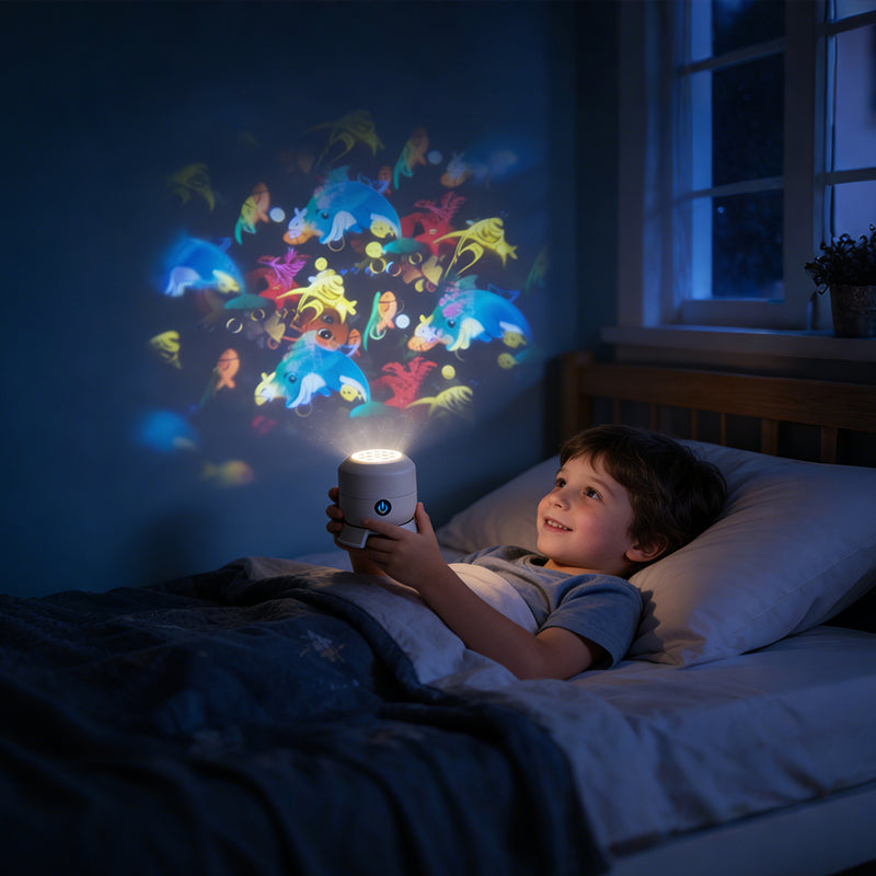 Night Light Projector Rotating Selectable Themes Rechargeable & USB