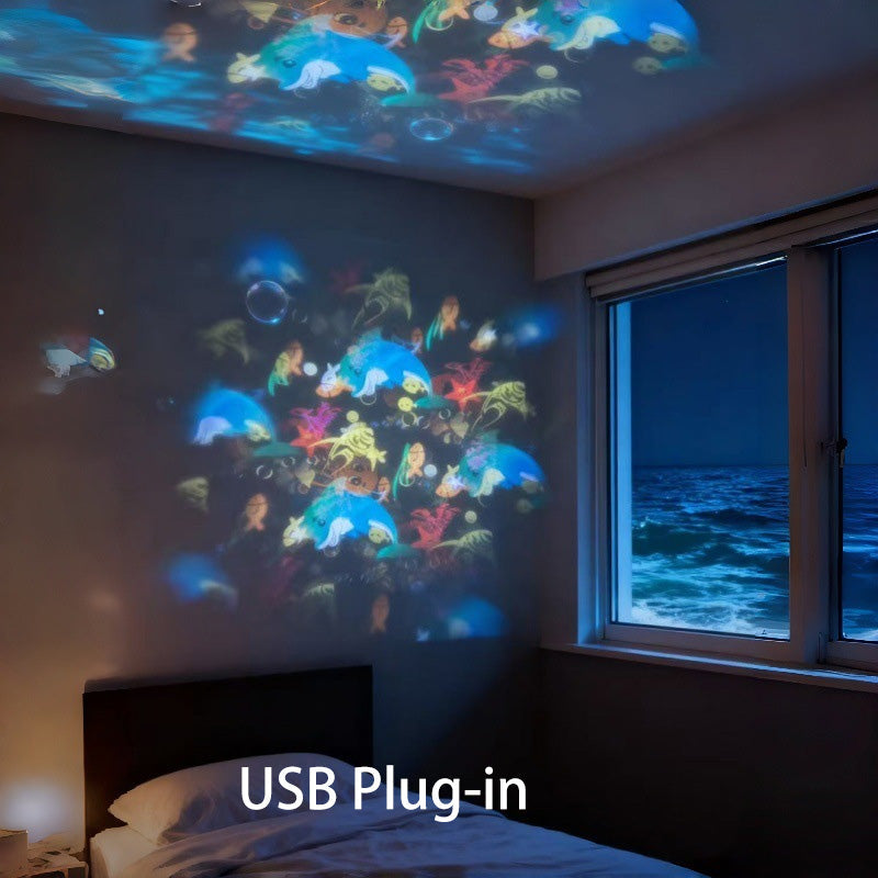 Night Light Projector Rotating Selectable Themes Rechargeable & USB