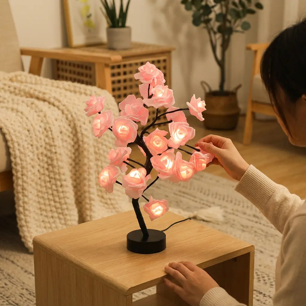Night Light Rose-Shaped Soft Warm LED USB & Battery